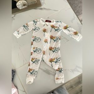 Milkbarn floral bicycle print footless sleeper